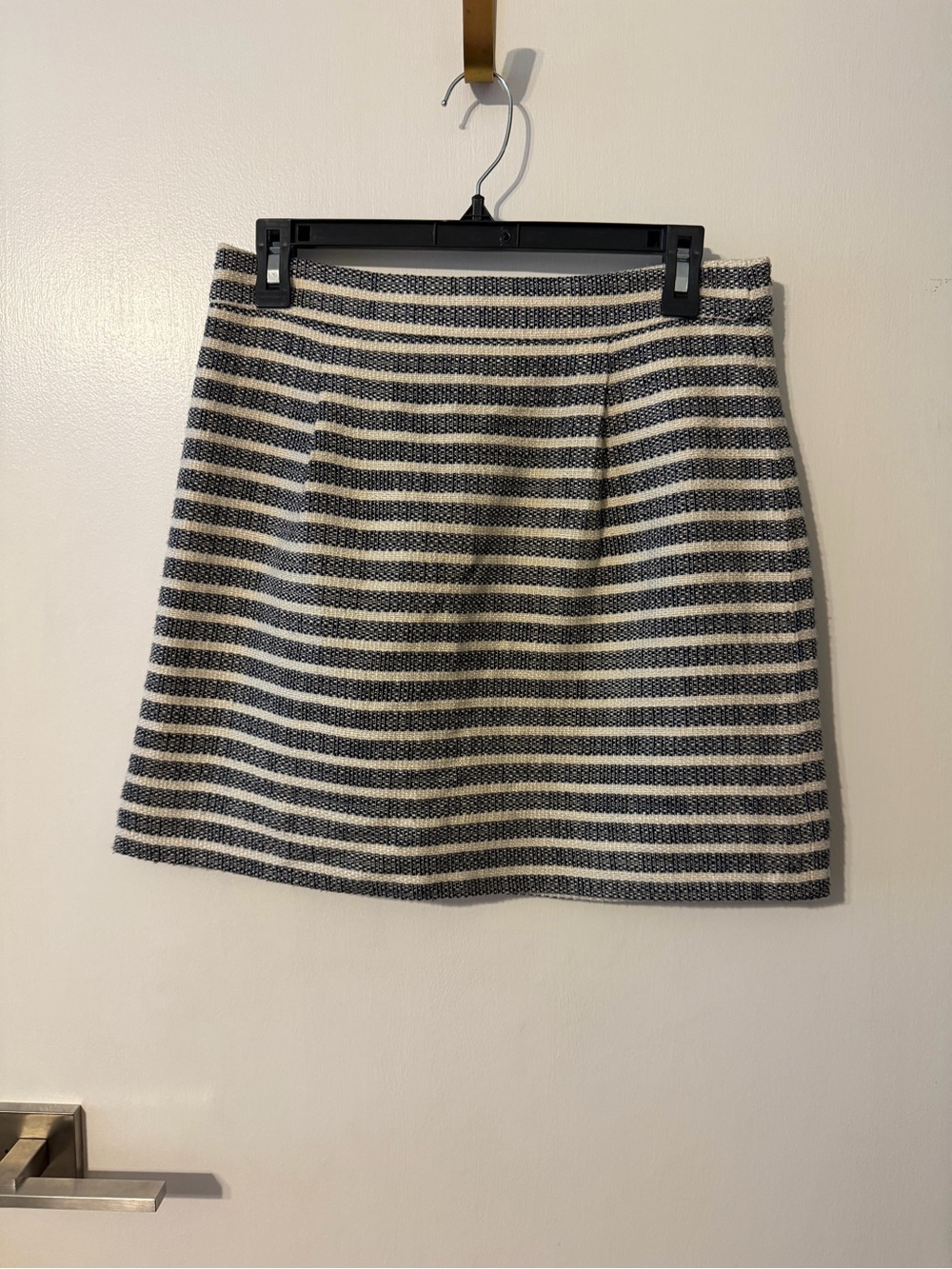 J. Crew Black and Cream Striped Mini Skirt